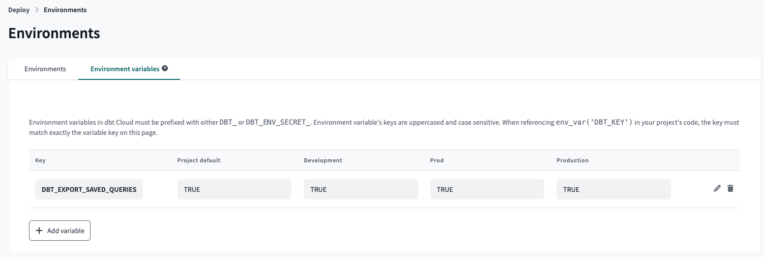 Add an environment variable to run exports in your production run.